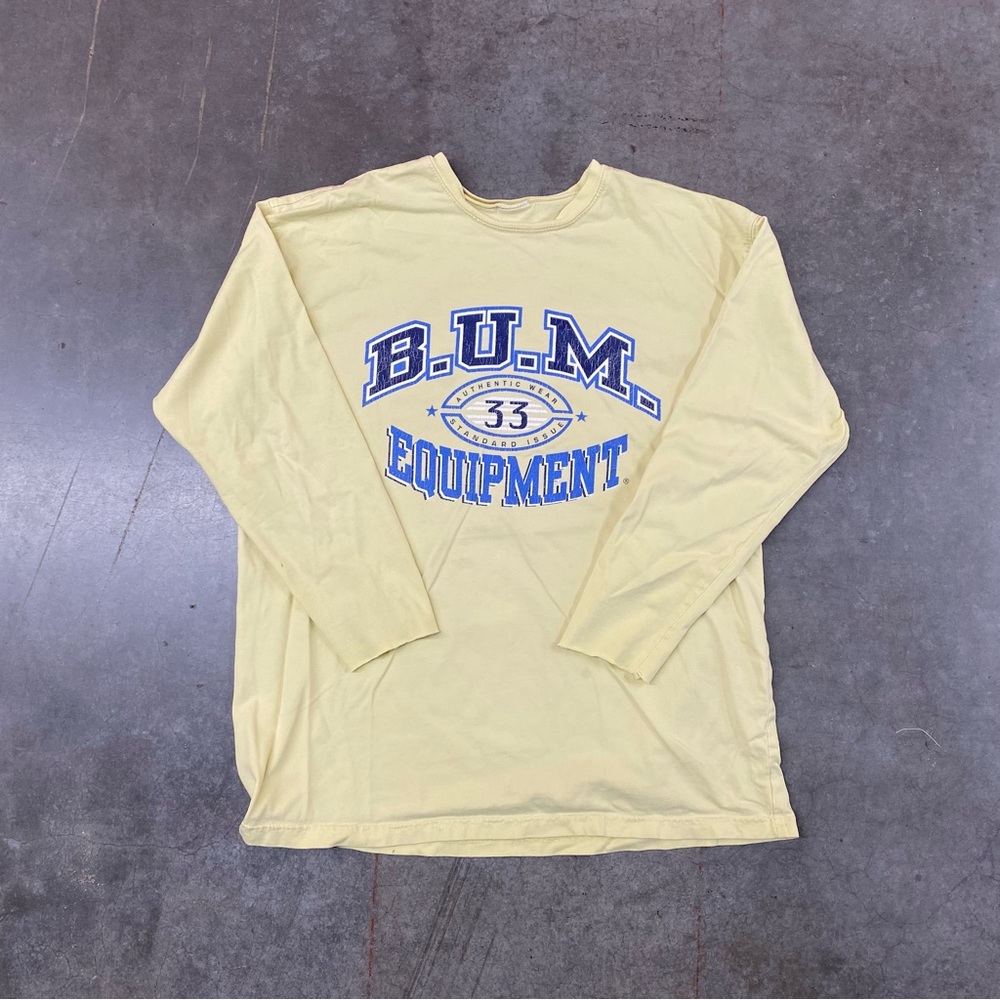 VTG BUM‎ Equipment Yellow Long Sleeve Graphic Shirt Men’s Sz L